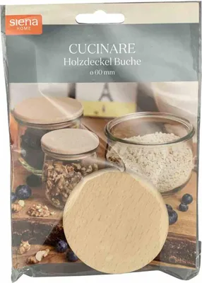 Image de Couvercle en bois "Cucinare" 60 mm Weck, hêtre avec anneau en silicone
