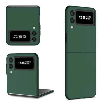 Image de Coque de protection pour téléphone Samsung Galaxy Z Flip4 5G, étui, housse, bumper, couleur : vert foncé