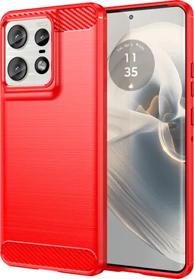 Produktbild von Hülle für Motorola Edge 50 Pro Carbon-Faser Weich TPU Silikon Stoßfest Handyhülle Rot