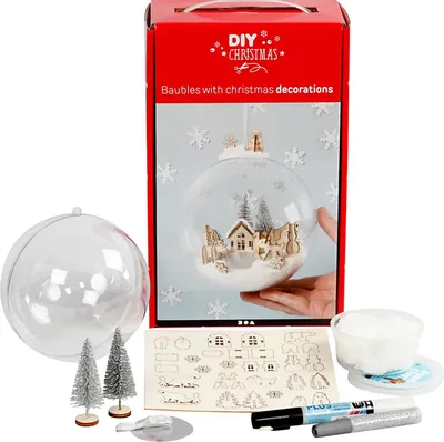 Produktbild von Creativ Company 52127, Kugel-Weihnachtsschmuck, Glas, Transparent, Weiß, 1 Stück(e), Box