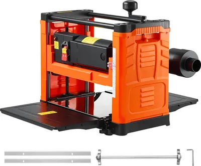 Zdjęcie produktu dla Strugarka grubościowa SucceBuy z systemem dwóch noży, stołem roboczym o szerokości 330 mm, wydajną strugarką o mocy 1800 W, 23500 obr/min, podwójnymi kółkami i zabezpieczeniem przed przewróceniem, idealna do obróbki drewna twardego i miękkiego z jedną prędkością obrotową