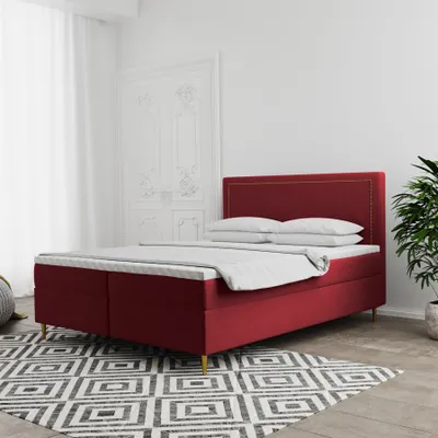 Produktbild von Boxspringbett Schlafzimmerbett LUCIEN 140x200cm in Stoff Soro Rot