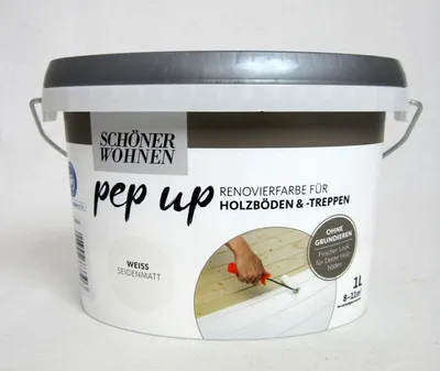 Produktbild von Pep up Renovierfarbe für Holzböden und -treppen weiß seidenmatt 1l