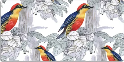 Produktbild von Schreibtischmatte Tischunterlage 90x45 cm Mauspad - Gemalte Vögel
