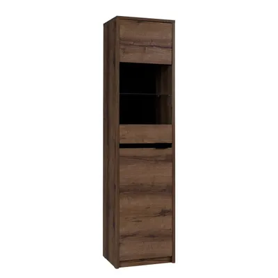 Obrázek produktu pro Prosklená vitrína PEORIA - dub monastery / lesklá černá