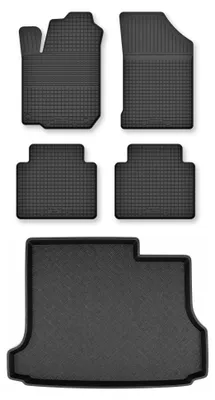 Productafbeelding van Rubberen automatten + kofferbakmat voor Opel Frontera B 1998-2003 – 5-delig, zwart, op maat – Wielganizator Semi-Universal