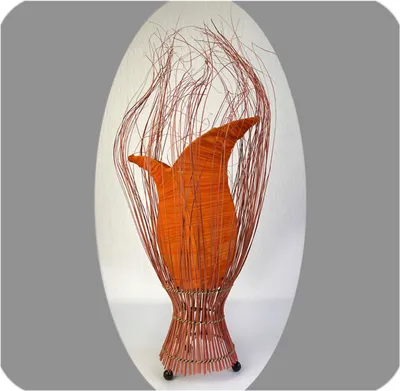 Image de Lampe décorative Lampe d'ambiance Lampe asiatique Lampadaire Lampe de table Bali Asia TULPE petite 60 cm, orange