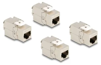 Imagen del producto de Módulo Keystone Delock, conector RJ45 Cat.6A STP, paquete de 4 unidades