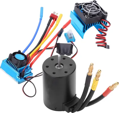 Zdjęcie produktu dla Zestaw silnika bezszczotkowego RC, zestaw radiatora silnika 3650 80A ESC, zestaw silnika bezszczotkowego RC 3650, zestaw silnika bezszczotkowego 1/10 RC, zestaw silnika bezszczotkowego 3650 2300KV, 4-biegunowy silnik bezszczotkowy 3650