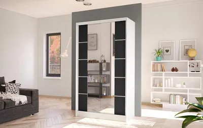 Produktbild von Eleganter Kleiderschrank ARINI 5 – Breite 100 cm, weiß / schwarz