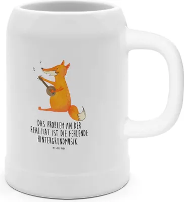 Produktbild von Mr. & Mrs. Panda Krug Fuchs Gitarre - Weiß - Geschenk, Humpen, Lagerfeuer, Optimistisch, Singen, Steinkrug, Seidel, Bierhumpen, Musik, Tonkrug