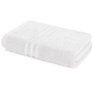 Produktbild von Lavea® Badetuch 100x150 cm aus 100% Baumwolle – Großes Duschtuch, saugstark, weich und hautfreundlich, Frottierserie Elena, waschbar - Weiß