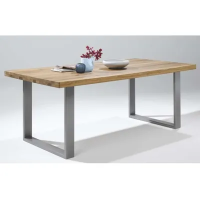 Produktbild von Esstisch 180x100cm Eiche naturbelassen massiv geölt  Metallfüße NEU/OVP