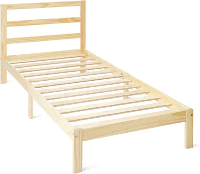 Obrázok produktu pre Jednolôžková posteľ 90 x 200 cm - Rám postele s čelom a roštom - Masívna borovica - Biela farba