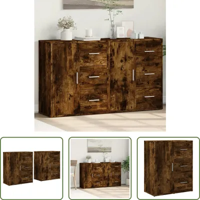 Produktbild von The Living Store Sideboards 2 Stk. Räuchereiche 60x31x70 cm Holzwerkstoff