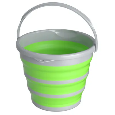 Zdjęcie produktu dla Składane wiadro Intirilife 10 L w kolorze zielono-szarym - 34 x 33 x 25 / 5 cm - Składane wiadro do sprzątania, wiadro na wodę, praktyczne składane, w podróży lub w domu