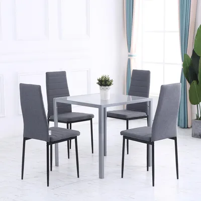 Produktbild von SUGIFT Esstisch Hartglas Stahlgestell quadratisch, Küchentisch Glastisch 4 Personen, Grau | 75 x 75 x 75 cm | bis 80 kg | 6 mm Sicherheitsglas