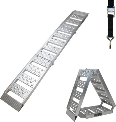 Produktbild von TRUTZHOLM 1x Auffahrrampe 2-fach klappbar 198cm Traglast 340kg Alu grau gelocht Rampe Verladerampe