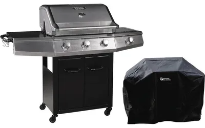 Image de Barbecue Gaz "Bingo 4" - 4 brûleurs dont 1 latéral - 14kW + Housse protection - Argenté