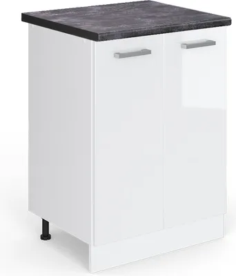 Image de Meuble bas de cuisine Vicco R-Line Blanc Haute brillance 60cm , PT Anthracite, Model 45535