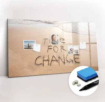 Produktbild von Magnetpinnwand Memoboard - Zubehörsatz - Schwarzer Marker + Schwamm + Magnete - 120 x 60 cm - Strandzitat