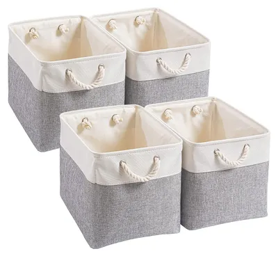 Produktbild von Aufbewahrungsbox, 33x38x33cm Stoffkorb, würfelförmige Box für Kleiderschrank, Regal und Kleidung (grau/weiß)