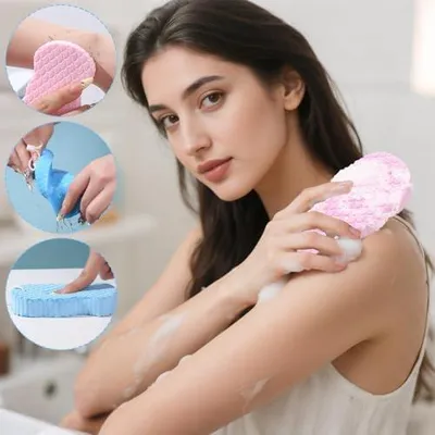 Produktbild von Duschschwämme und Badeschwämme zur Körperpflege, 4 Stück, zum Peeling und zur Reinigung