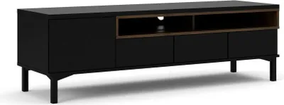 Image de Rosata - Meuble TV, 156x48x48h cm Noir, 3 Tiroirs
