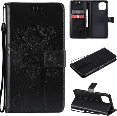 Zdjęcie produktu dla Pokrowiec König Design kompatybilny z etui na telefon Xiaomi Mi 11 Lite ze skóry syntetycznej - czarny