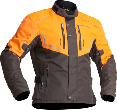 Zdjęcie produktu dla Wodoodporna tekstylna kurtka motocyklowa Lindstrands Halden, pomarańczowa/zielona, 56