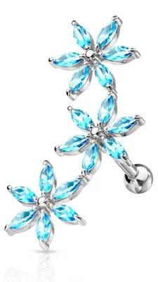 Produktbild von Helix Piercing Barbell Blumen Blau