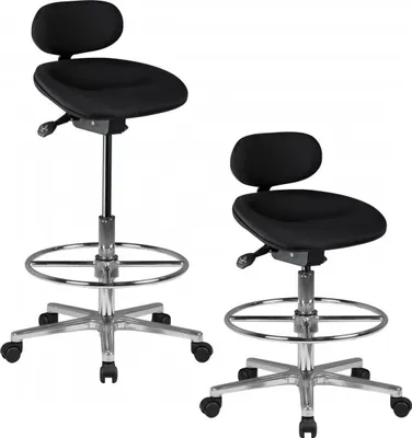 Produktbild von Verstellbarer Hocker - Drehhocker - Werkhocker - Drehhocker - Stoffbezug - In der Höhe verstellbarer Hocker - Schwarz
