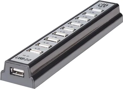 Produktbild von MANHATTAN USB-HUB 10-Port USB 2.0 Desktop Hub schwarz
