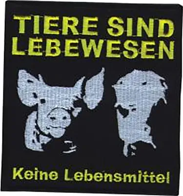 Produktbild von Tiere Sind Lebewesen - Aufnäher Schwarz/Weiß/Gelb