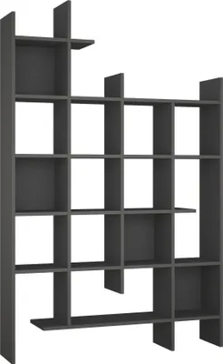 Image de Bibliothèque Étagère Moderne MANCO, Fixation Murale, 122 x 188 x 26 cm, Anthracite
