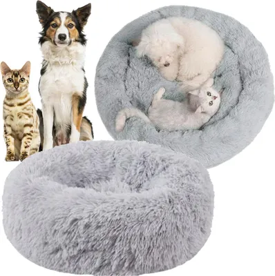 Obrázok produktu pre Psie lôžko na mačacie chlpy, mäkká podložka, 80 cm, svetlosivá