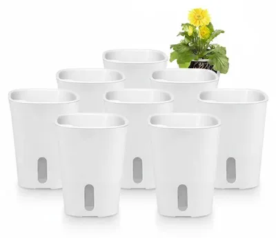 Imagen del producto de InAndOutdoorMatch - Macetas autoirrigables - Blancas - Redondas