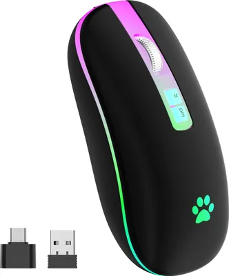 Produktbild von INF Silent Dual Mode Maus: Wiederaufladbare, kabellose Bluetooth 5.1 Maus