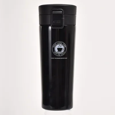 Produktbild von Isolierter, auslaufsicherer, tragbarer Edelstahl-Vakuumbecher für Kaffee, Tee, Milchgetränke, 380 ml, Schwarz