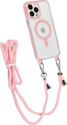 Zdjęcie produktu dla Etui TUNIQ na tył iPhone'a 13 Pro Max – sznurek na szyję – Magsafe – różowe