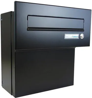 Produktbild von F-04 Durchwurfbriefkasten in schwarz RAL 9005 mit Klingel