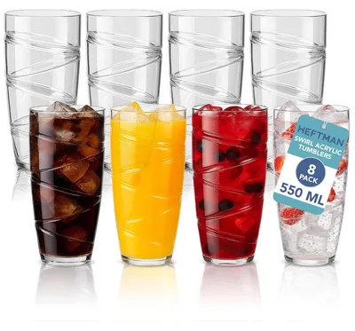 Produktbild von HEFTMAN Kunststoff-Becher Set aus 8-550ml Acryl-Tumbler-Gläser
