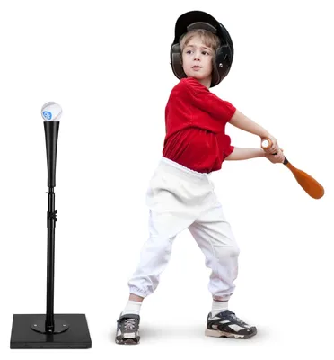 Zdjęcie produktu dla Stojak do uderzeń do baseballa i softballa, regulowany na wysokość (63,5-91,5 cm), stabilna konstrukcja z podstawą i gumowym nakładką