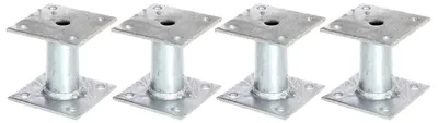Immagine prodotto di Alberts 4 supporti per pali, piastra 100x100 mm, tubo Ø 42 mm, zincato a caldo, da avvitare
