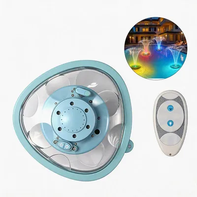 Produktbild von Kabelloser Poolbrunnen LED Poollampe mit Fernbedienung RGB Springbrunnen Akku USB Wiederaufladbar für Pool Teich Garten