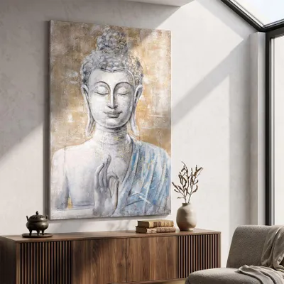 Zdjęcie produktu dla Wielokolorowy obraz na płótnie Budda 80x3x120 cm