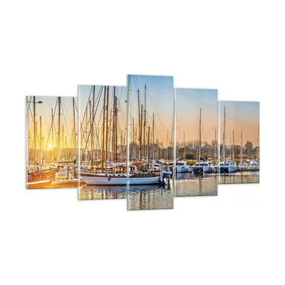 Produktbild von Bilder auf glas - Katamaran Yacht Anker Ankerplatz - 160x85cm - Glasbilder - Wandbilder - Kunstdruck - zum Aufhängen bereit - Wanddekoration aus Glas - Glas Bilder - Wandbild auf Glas - GEA160x85-3162