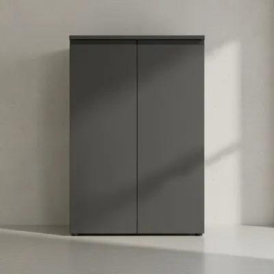 Produktbild von Aktenschrank 2-türig Soft-Close | 3 Ordnerhöhen | Büroschrank Graphit matt | Mehrzweckschrank |  Germany | Büromöbel "Stuttgart" Kadima Design