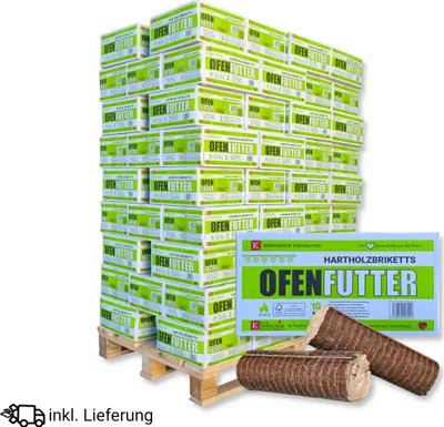 Produktbild von 960 kg Nestro Briketts !SONDERAKTION! Hartholzbriketts aus Buche & Eiche im Karton | 96 x 10 kg Holzbrikett auf Palette | Energie Kienbacher®