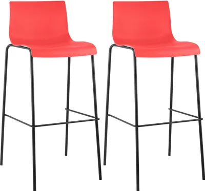 Produktbild von CLP 2er Set Barhocker Hover Kunststoff 4-Fuß Gestell 4-Fuß Gestell rot Gestell Farbe schwarz